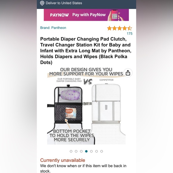 Pantheon baby portable diaper changing pad clutch with Stripes Not Dots - Picture 7 of 10